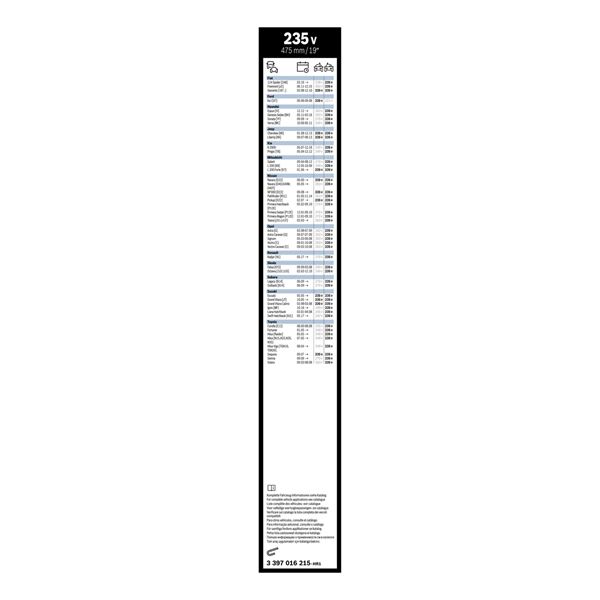 1 balai d'essuie-glace Bosch 235V