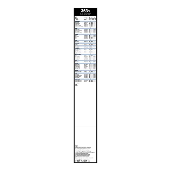 1 balai d'essuie-glace Bosch 363V