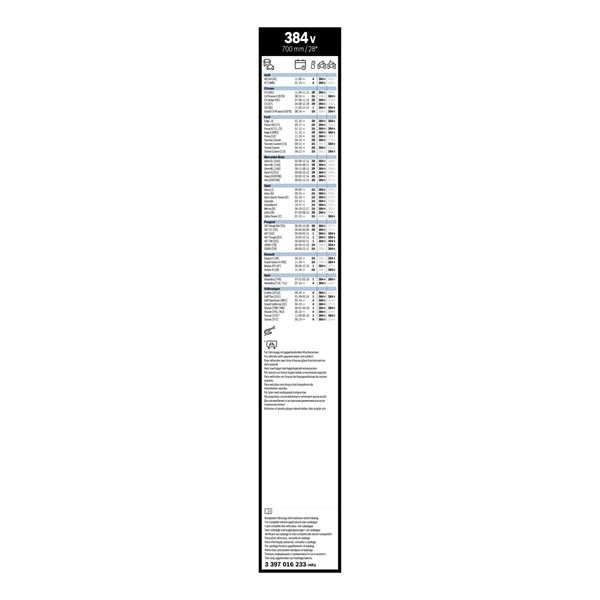 1 balai d'essuie-glace Bosch 384V