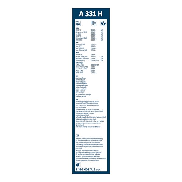 1 balai d'essuie-glace Bosch A331H