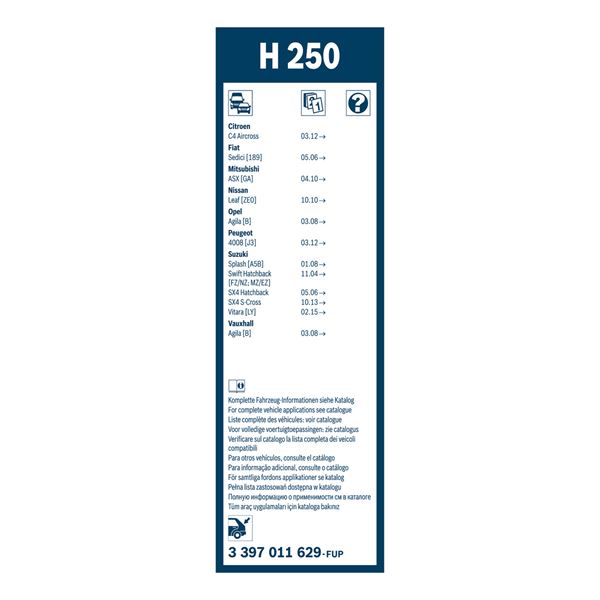 1 balai d'essuie-glace Bosch H250