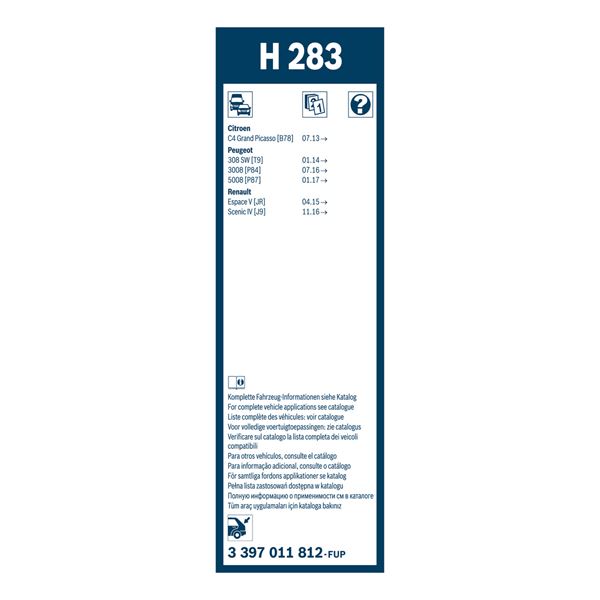 1 balai d'essuie-glace Bosch H283