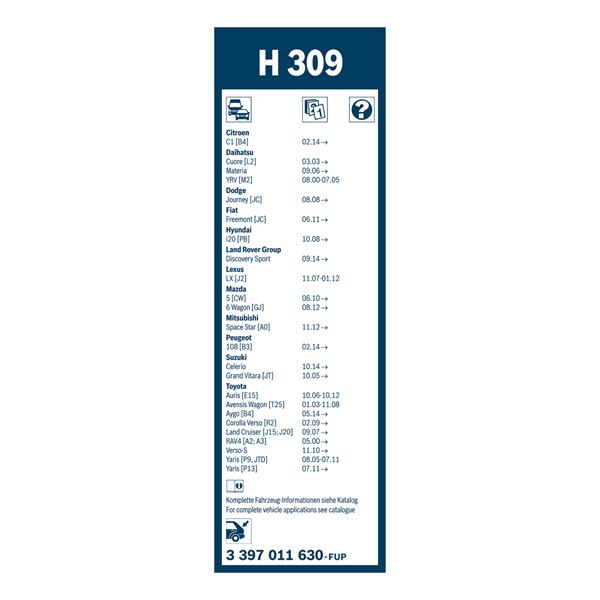 1 balai d'essuie-glace Bosch H309