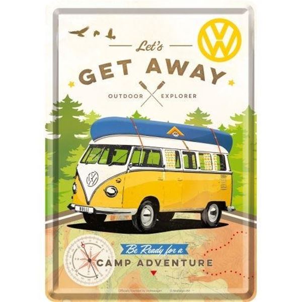 Carte postale métal VW GET AWAY