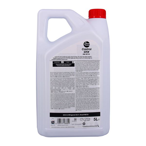 Huile moteur CASTROL GTX C4 Essence/Diesel 5W30 5L