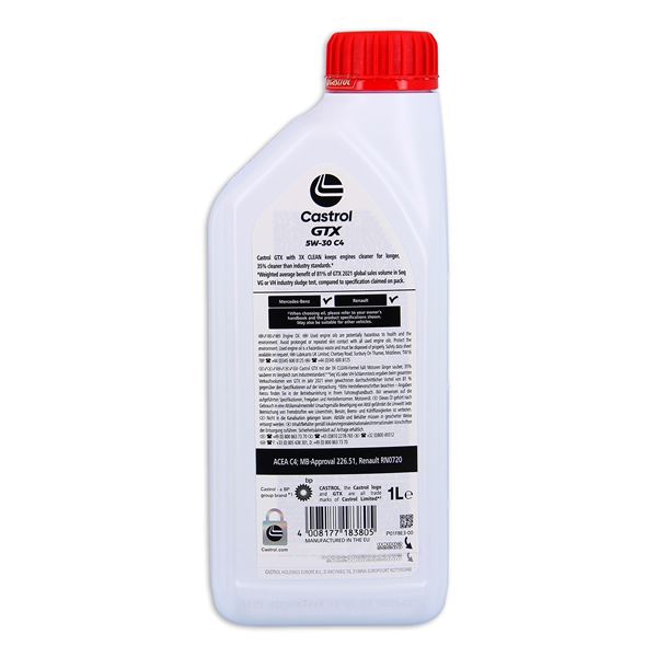Huile moteur CASTROL GTX C4 Essence/Diesel 5W30 1L