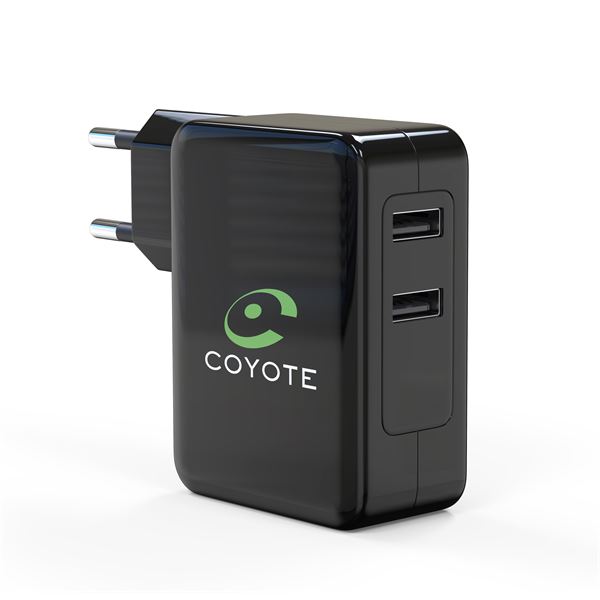 Chargeur secteur 2 ports USB 4,8A + Câble Coyote