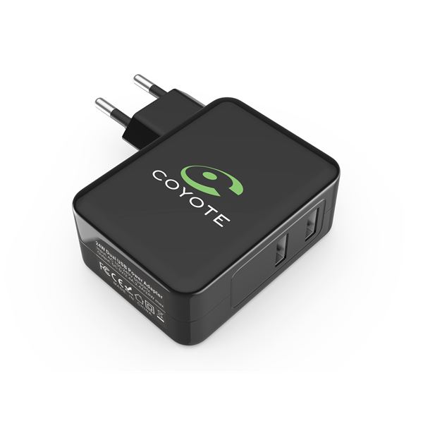 Chargeur secteur 2 ports USB 4,8A + Câble Coyote