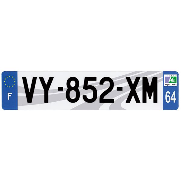 Plaque immatriculation 3D plexi 520 x 110 mm département 64