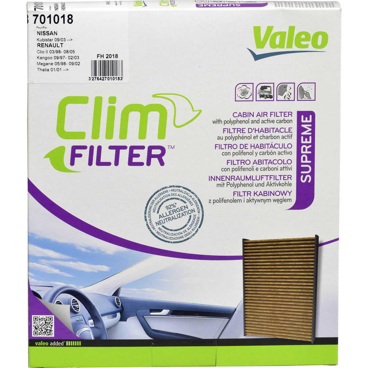 Filtre D'habitacle Fh2018 Valeo