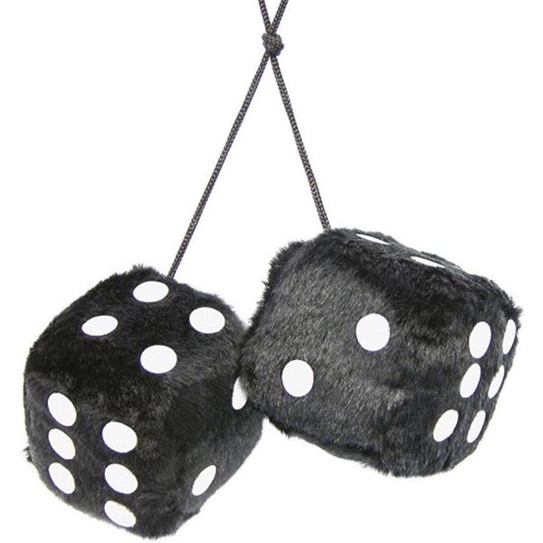 Dés En Peluche Pour Rétroviseur Voiture - Lot De 2 Cubes Noir/pois Blancs - Décoration Rétro, Anti-stress