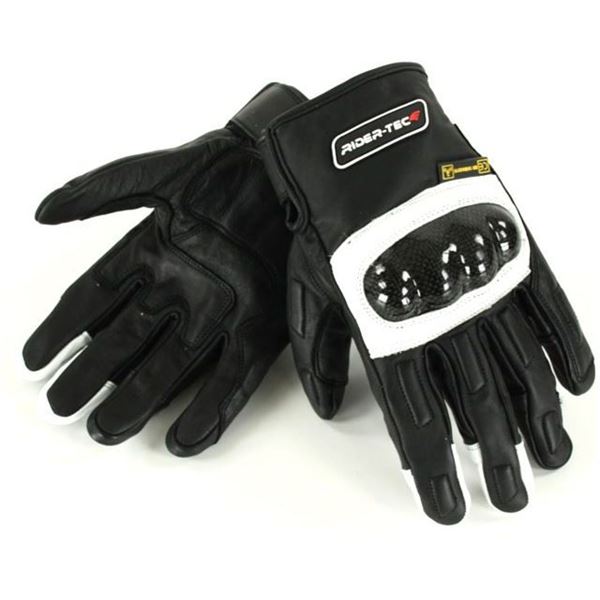 Gants moto-scooter été/demi-saison noir et blanc Race RIDER-TEC Taille XL