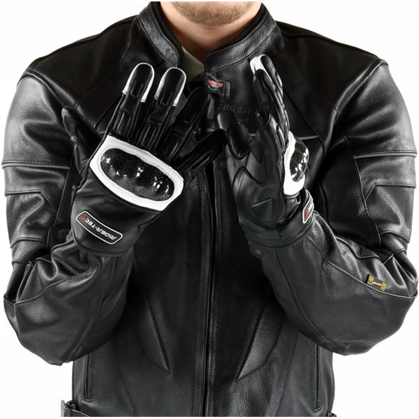 Gants moto-scooter été/demi-saison noir et blanc Race RIDER-TEC Taille XL
