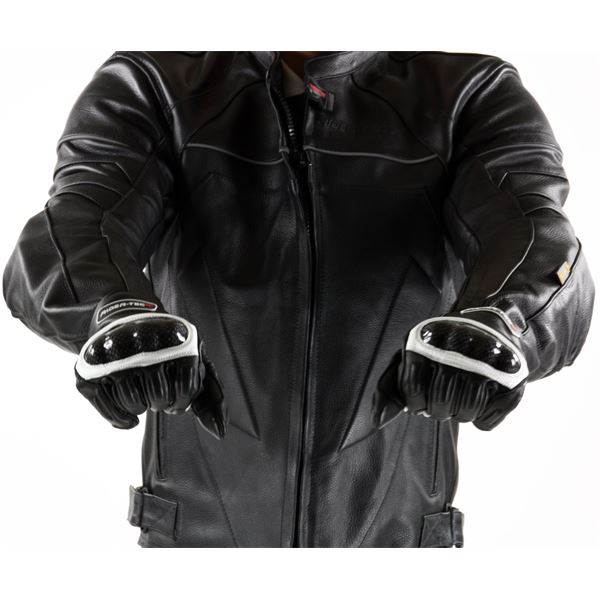 Gants moto-scooter été/demi-saison noir et blanc Race RIDER-TEC Taille XL