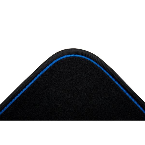 4 tapis de voiture moquette universels ganse bicolore bleue