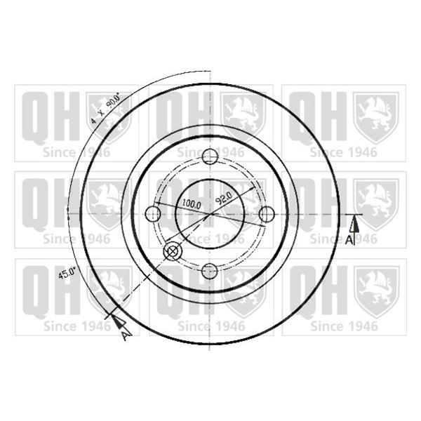 1 disque de frein arrière Quinton Hazell BDC4443