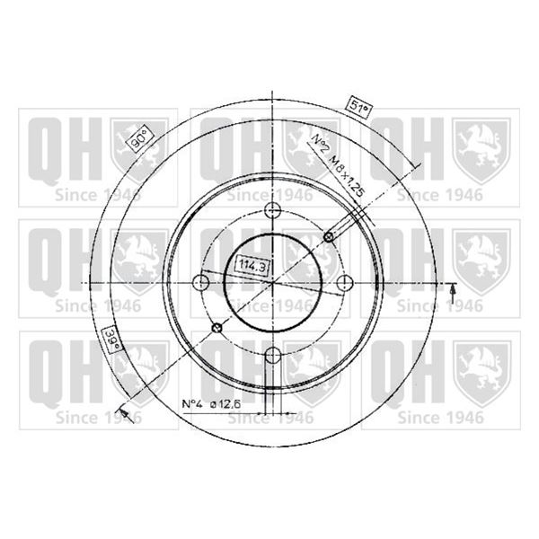 1 disque de frein arrière Quinton Hazell BDC4614