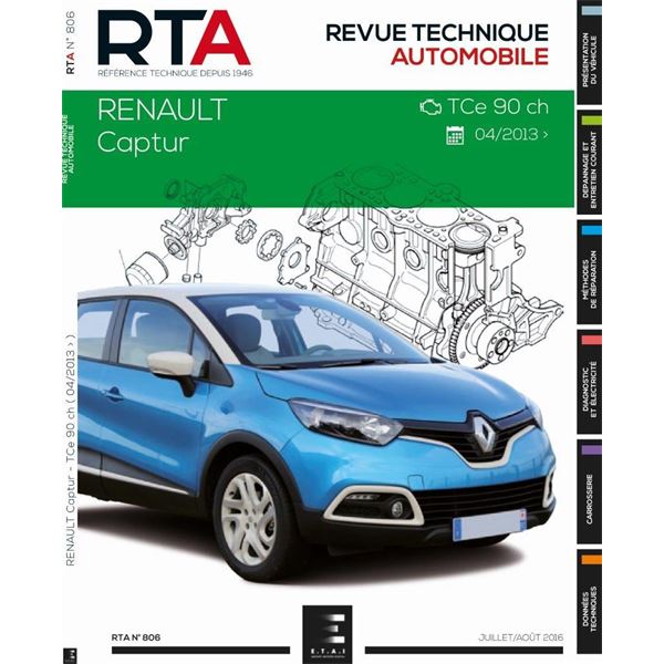 Revue Technique 806 pour CAPTUR : 0.9I 90 CH (DEPUIS 02/2013) (REF 26373)