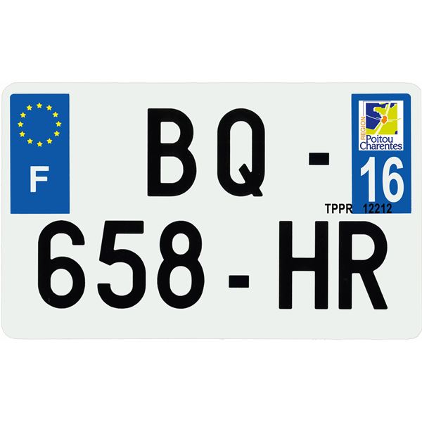 Plaque immatriculation plastique 210 x 130 mm département 16