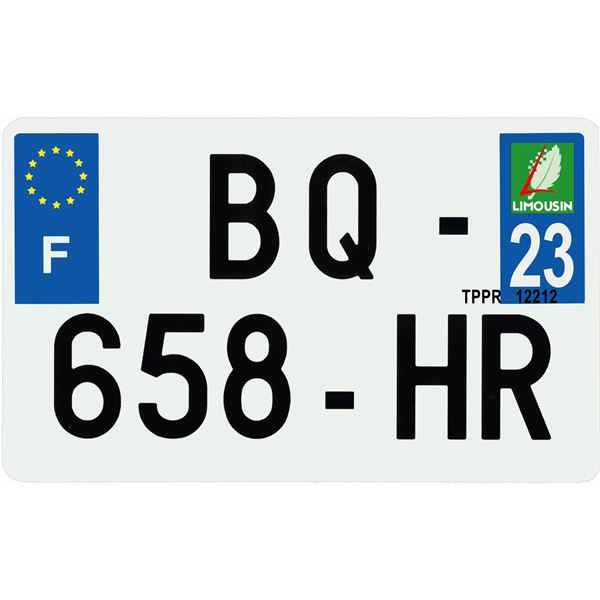 Plaque immatriculation plastique 210 x 130 mm département 23