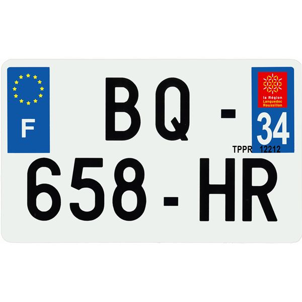 Plaque immatriculation plastique 210 x 130 mm département 34