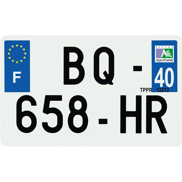 Plaque immatriculation plastique 210 x 130 mm département 40
