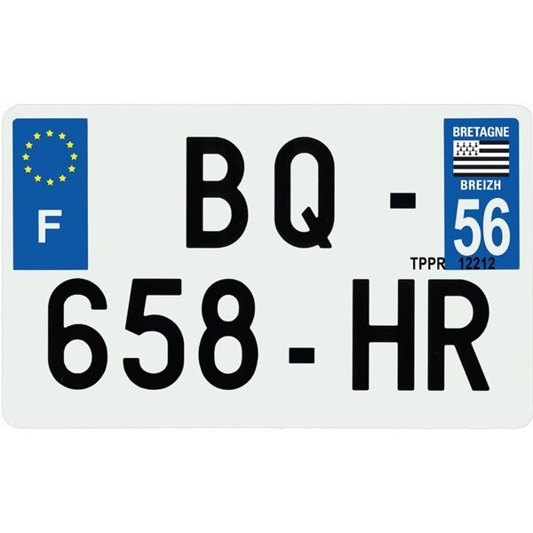 Plaque immatriculation plastique 210 x 130 mm département 56
