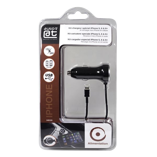 Chargeur allume-cigare USB Auto-T et cable iPhone 5/6