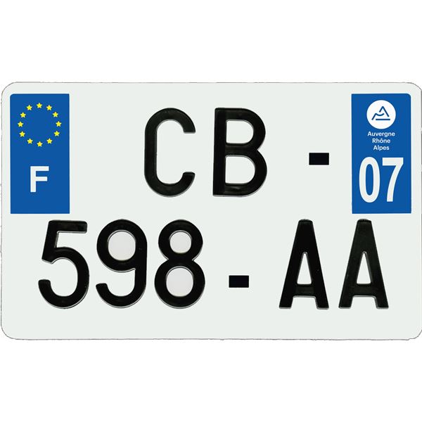 Plaque immatriculation aluminium 210 x 130 mm département 07
