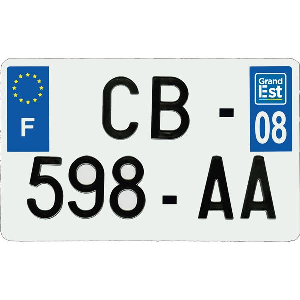 Plaque immatriculation aluminium 210 x 130 mm département 08