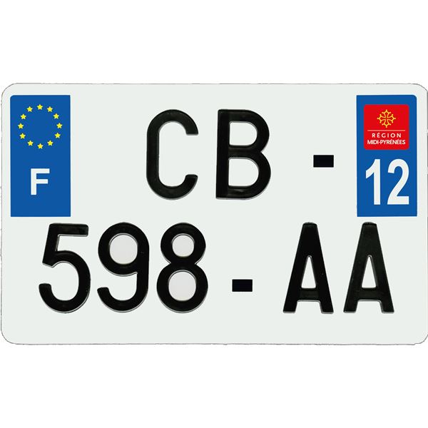 Plaque immatriculation aluminium 210 x 130 mm département 12