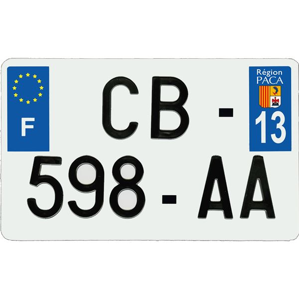 Plaque immatriculation aluminium 210 x 130 mm département 13