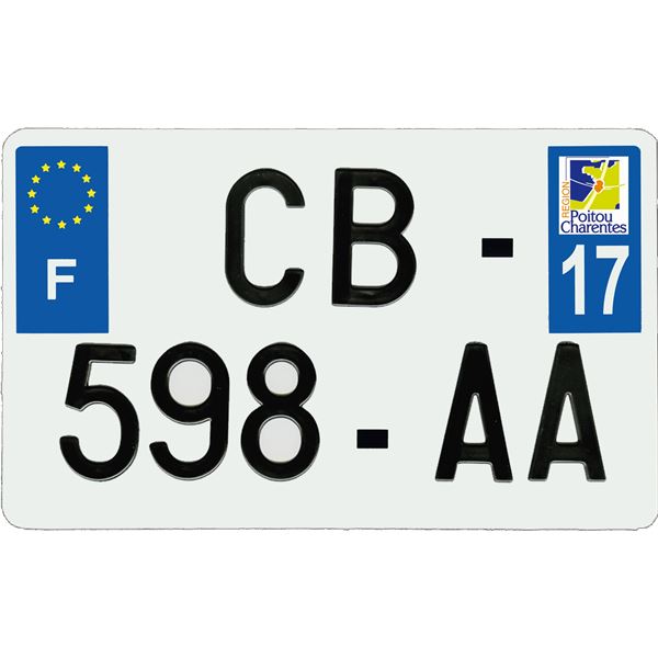 Plaque immatriculation aluminium 210 x 130 mm département 17