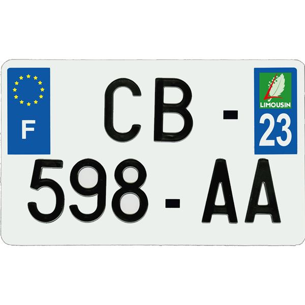 Plaque immatriculation aluminium 210 x 130 mm département 23
