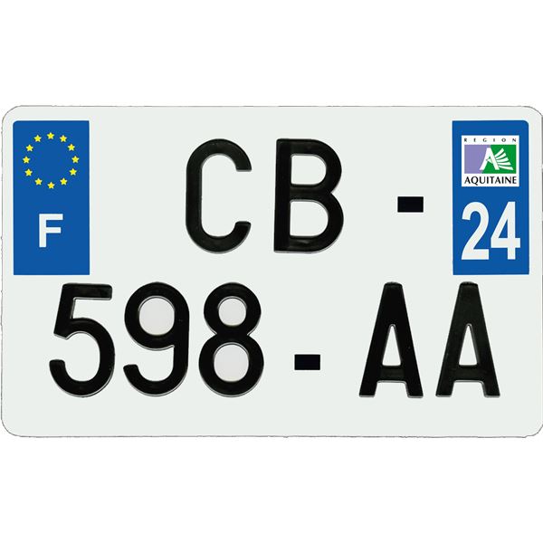 Plaque immatriculation aluminium 210 x 130 mm département 24