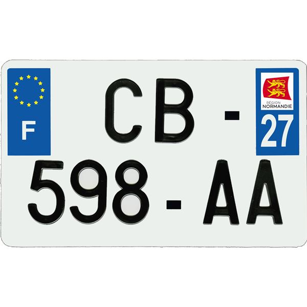 Plaque immatriculation aluminium 210 x 130 mm département 27