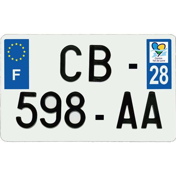 Plaque immatriculation aluminium 210 x 130 mm département 28