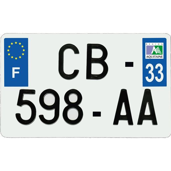 Plaque immatriculation aluminium 210 x 130 mm département 33