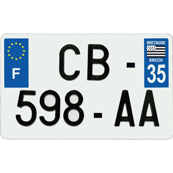 Plaque immatriculation aluminium 210 x 130 mm département 35