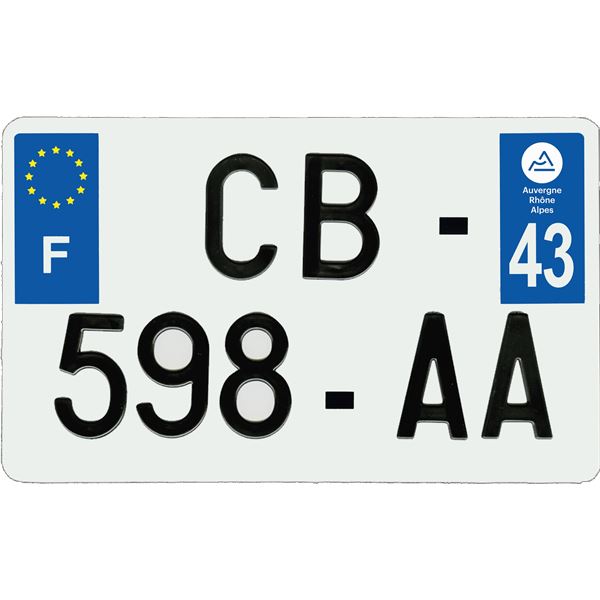 Plaque immatriculation aluminium 210 x 130 mm département 43