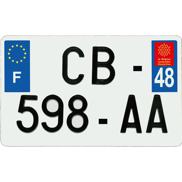 Plaque immatriculation aluminium 210 x 130 mm département 48
