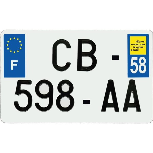 Plaque immatriculation aluminium 210 x 130 mm département 58