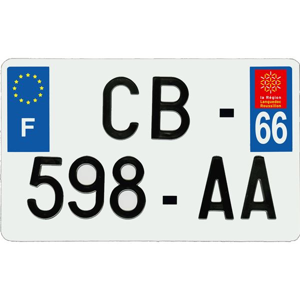 Plaque immatriculation aluminium 210 x 130 mm département 66