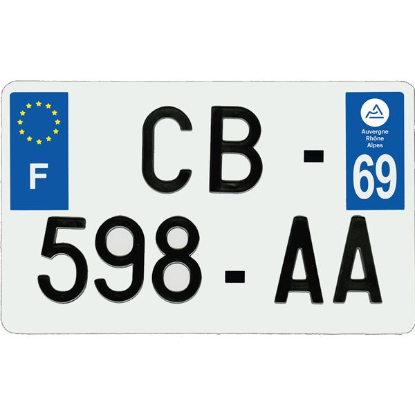 Plaque immatriculation aluminium 210 x 130 mm département 69
