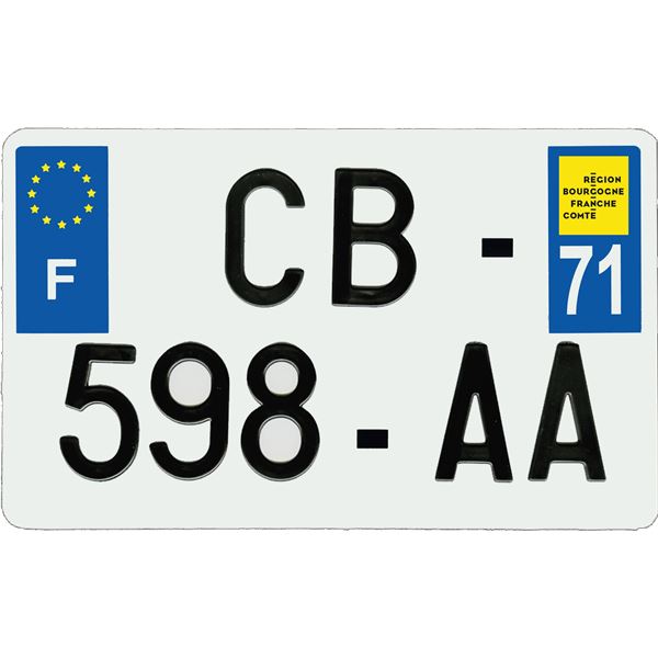 Plaque immatriculation aluminium 210 x 130 mm département 71