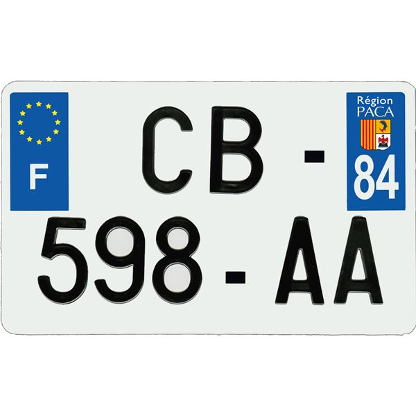 Plaque immatriculation aluminium 210 x 130 mm département 84