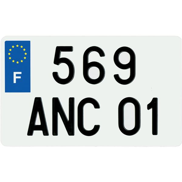 Plaque immatriculation aluminium 210 x 130 mm (ancien système)