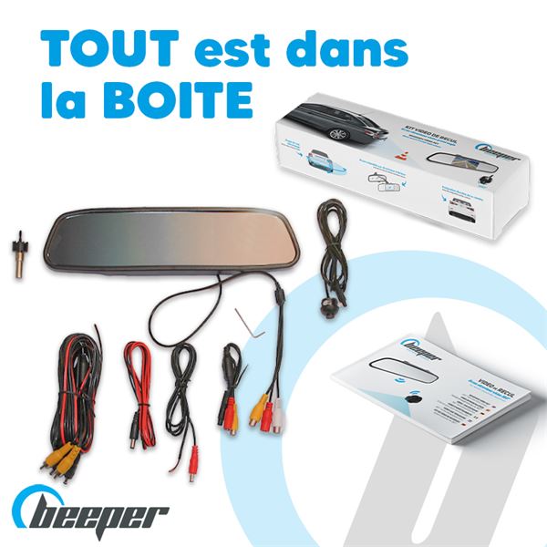 Caméra de recul + écran rétroviseur LCD RW043P Beeper