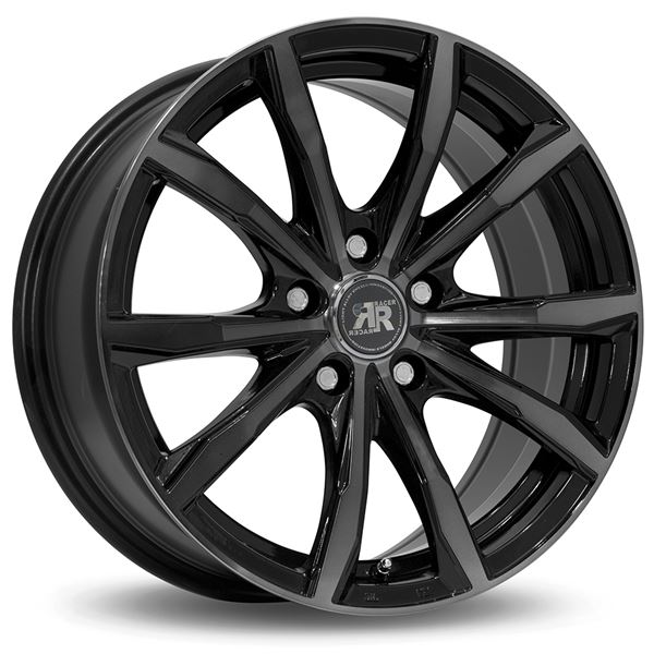 Jante aluminium Racer 17 pouces Noir Brillant Face Polie Noire Fusion