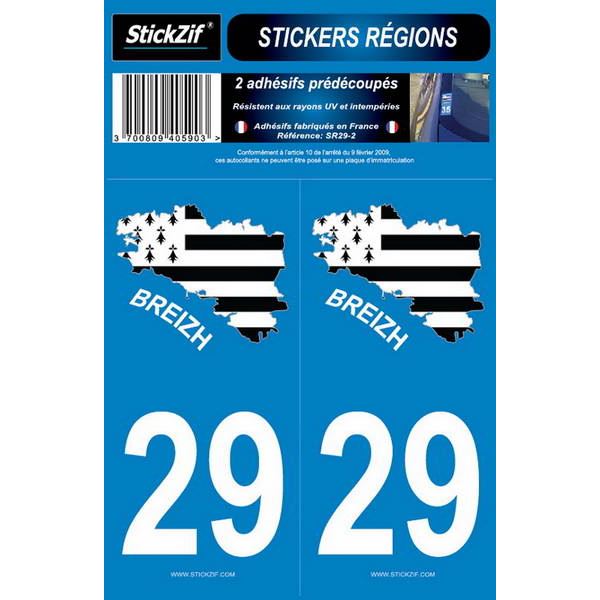 2 ADHÉSIFS "RÉGION" CARTE 29 BREIZH
